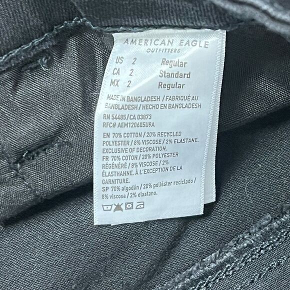 American Eagle Jeans Women’s 2 Next Level Stretch Black Skinny High Rise Denim - Picture 5 of 9